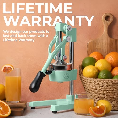 Image of Zulay Kitchen Cast Iron Juicer - Easy-to-Clean Heavy-Duty Manual Juicer, Professional Citrus Juicer - Stainless Steel Lemon Squeezer - Manual Citrus Press & Orange Squeezer - Orange Juicer - Mint