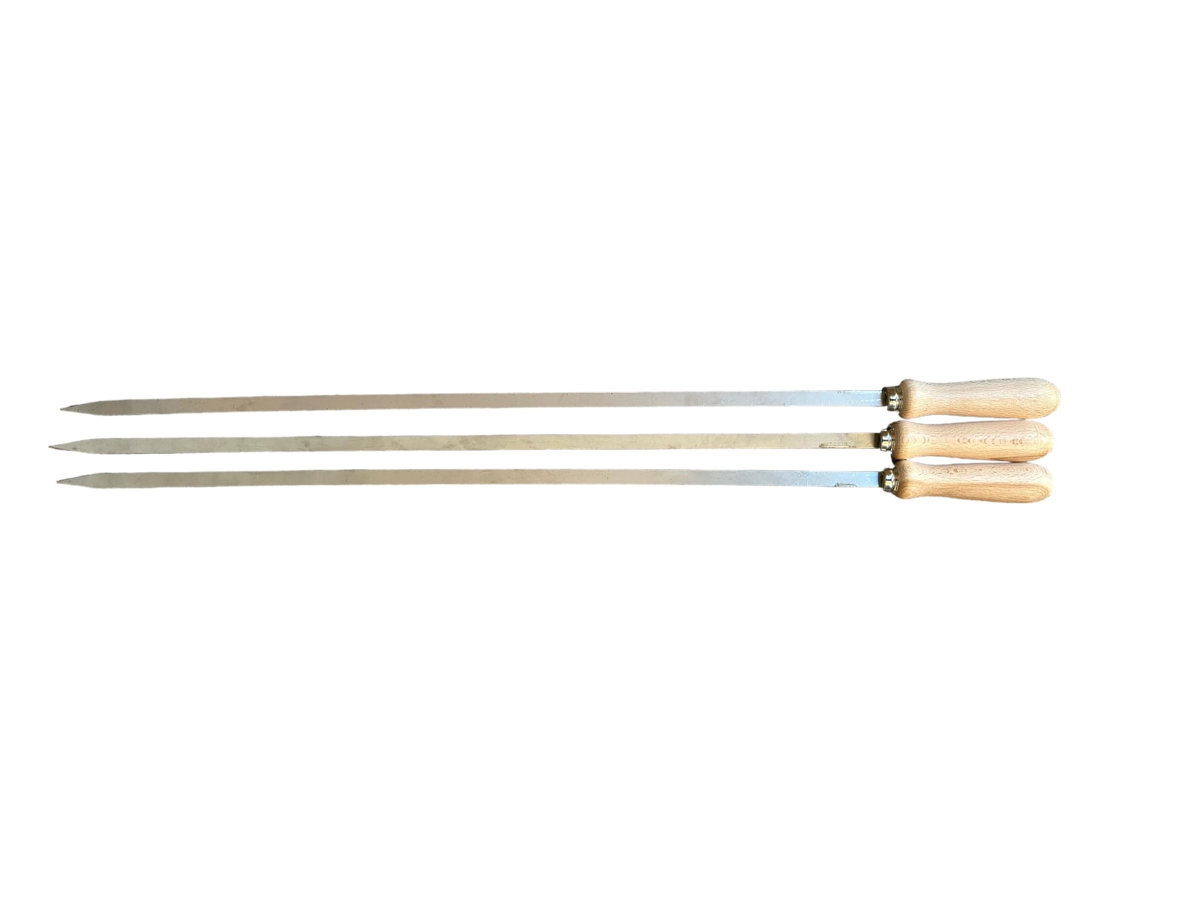 Spiedi per barbecue in acciaio inossidabile lunghi 74 cm con manico in legno per carne pesce verdure (3)
