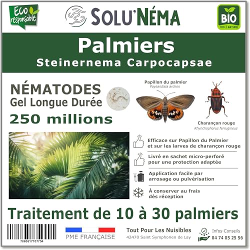 SOLUNEMA - Nématodes Contre le Papillon du Palmier et le Charençcon Rouge - 250 millions - Pour 20 à 30 Palmiers