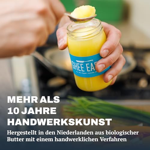 Ghee Easy 500g Ghee Bio von Grasgefütterten Kühen - Ghee Butter ohne Zusatzstoffe - Zertifiziert Organisch & Biologisch - Hochreines Ayurveda Ghee ohne Laktose und Gluten - 100% Europäisch