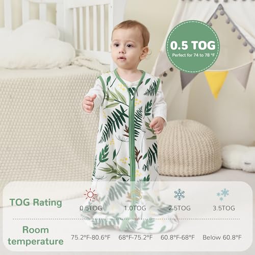 Image of JELLYMONI Baby Sleep Sack 18-24 Months 100% Cotton Wearable Blanket, 0.5 TOG Soft Lightweight Toddler Sleeping Sack 3 Pack 2-Way Zipper Newborn Sleep Sacks