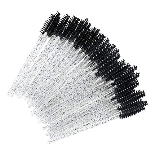 Image of G2PLUS 100PCS Crystal Eyelash Brushes, Mascara Wands Applicator Makeup Kits, Adjustable Lash Spoolies for Eyelash Extensions and Eyebrow Brush (Black)