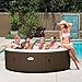 Intex PureSpa 85 Inch Bubble Jet Massage 6 Person Outdoor Inflatable Round Hot Tub Spa with Easy-to-Use Control Panel, Brown