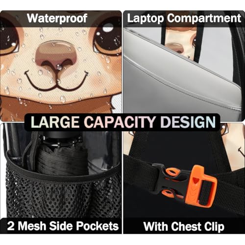 Watercolor Alpaca Flower Clear Backpack Stadium Approved PVC Backpacks for Adults Heavy Duty Clear Bag for Work Security Travel College4
