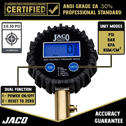 JACO ElitePro Digital Tire Pressure Gauge - Professional Accuracy - 100 PSI - Image 6