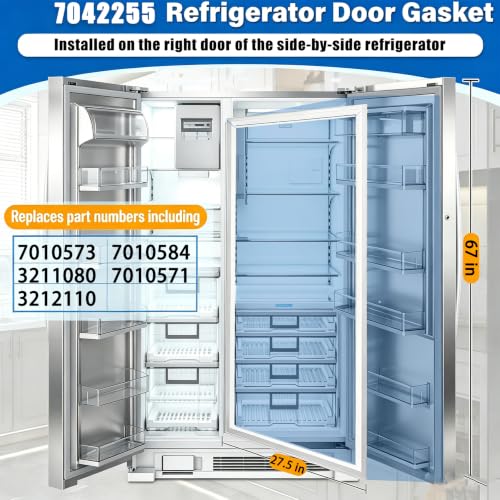 Image of Upgraded 7042255 Refrigerator Door Gasket Replacement Compatible with Subzero 532 590 632 690 695-2, 67″x27.5″ 7010573 Fridge Gasket Replace 7010584 3211080 7010571 3212110 Freezer Seal