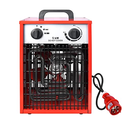 UISEBRT Heizlüfter Elektroheizung 5KW 400V - Bauheizer Elektroheizer Heizstrahler Heizgeraet Heizgebläse mit Thermostat & 4 Heizstufen (5KW)