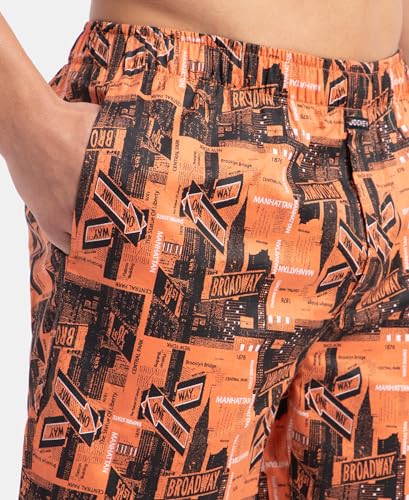 Image of Jockey NY07 Men's Super Combed Cotton Satin Weave Printed Boxer Shorts with Side Pocket