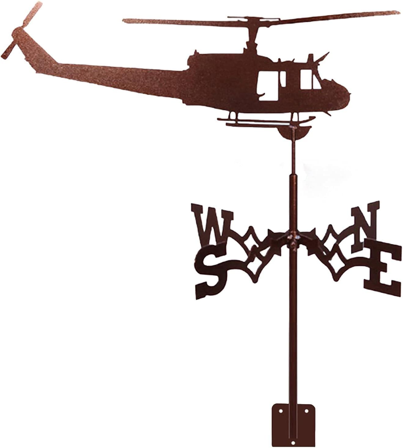 Garden Airplane Weather Vane, Farmhouse Weathervane Roof Mount, Stainless Steel Iron Wind Vane Outdoor Lawns Gardens Backyards Ornament,Helicopters,Helicopter