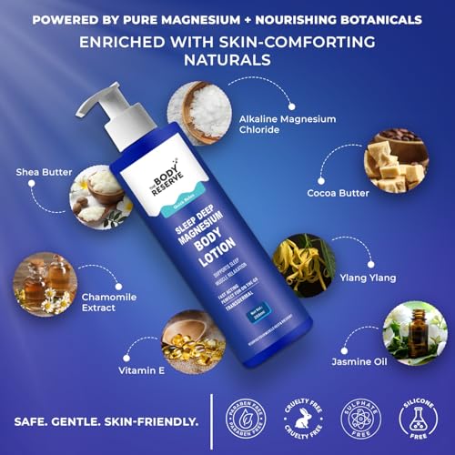 Image of The Body Reserve Magnesium Sleep Body Lotion 250ml Topical Magnesium Chloride Supplement For Muscle Recovery, Better & Deep Sleep Magnesium Oil Lotion For Feet Helps Recovery From Muscle Cramps & Fitness