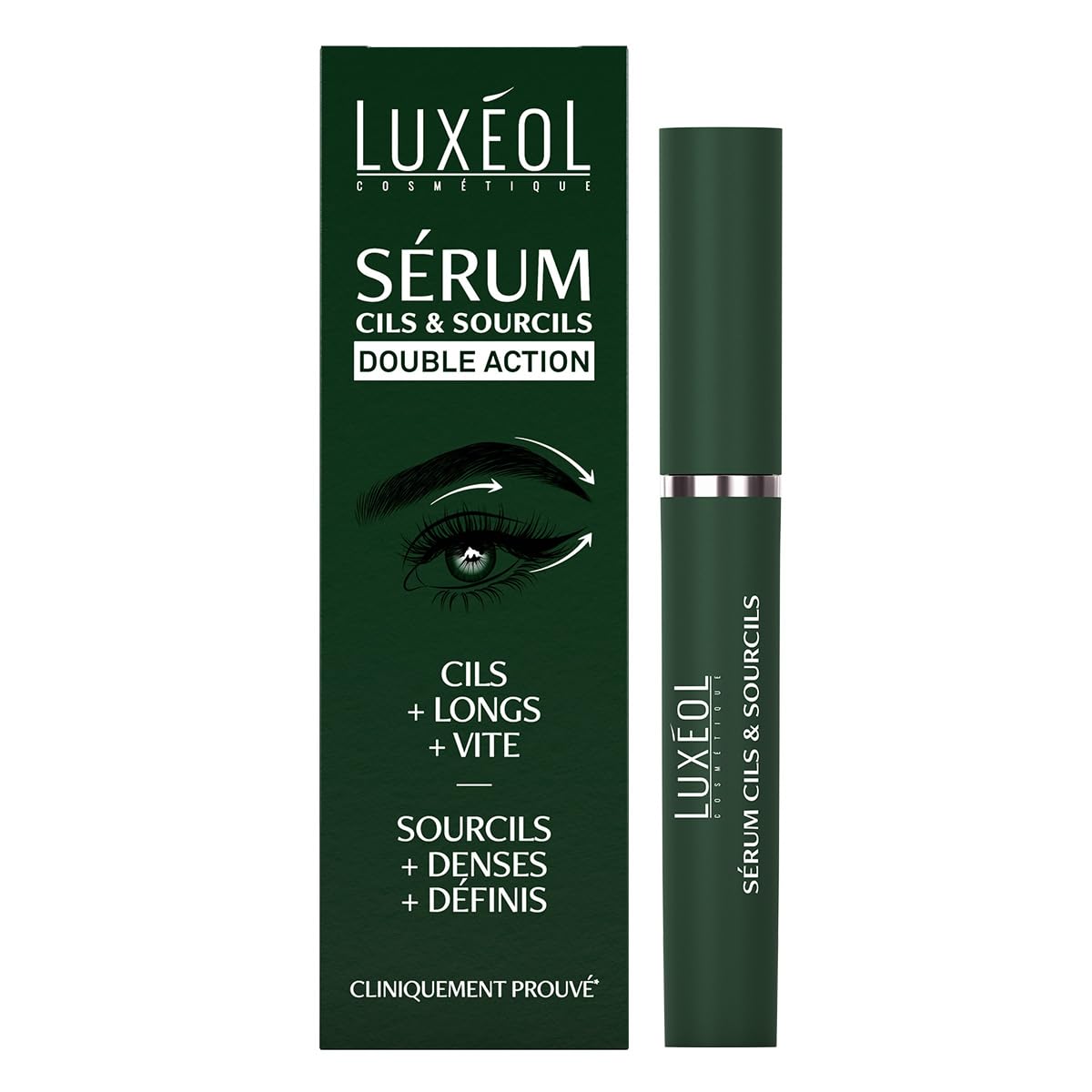 LUXÉOL - Sérum Cils & Sourcils - Double Action - Cils longs et volumineux, plus vite - Sourcils denses et définis - Cliniquement prouvé - 10 ml
