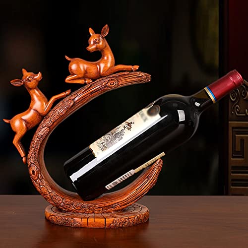 Porte-bouteille de vin cerf rétro en résine pour décoration de table - 3
