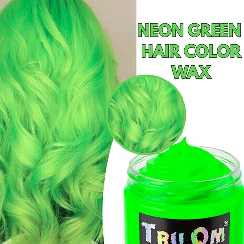 Image of Temporay Hair Color Wax | Metallic Shine | For Men & Women | DIY Instant Hair Color | Temporay Color 1 Day 1 Wash | No Ammonia, Bleach & Damage | Neon Green - 100 gram