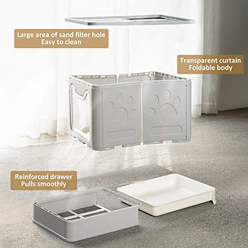 Arenero cubierto plegable para gatos con tapa miniatura 6