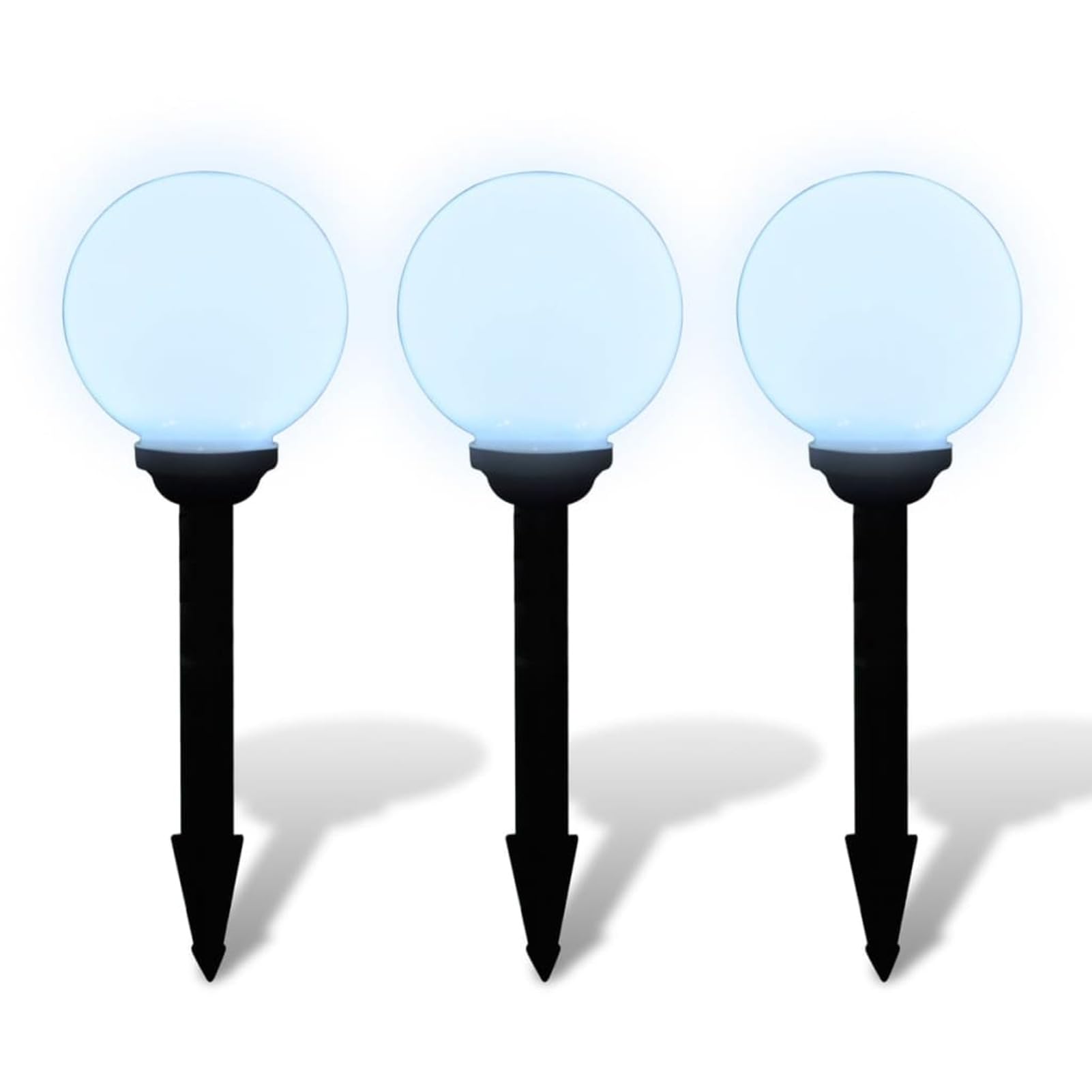 ZEYUAN Lampione Solare a LED da Giardino 20 cm 3 pz con Picchetto,Lampione da Giardino Moderno,Illuminazione per Esterni,Lampione da Giardino Esterno