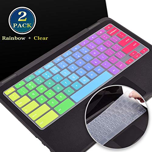 2 Pack Colorful Keyboard Cover for Dell Chromebook 3180 11.6 Inch, Dell Chromebook