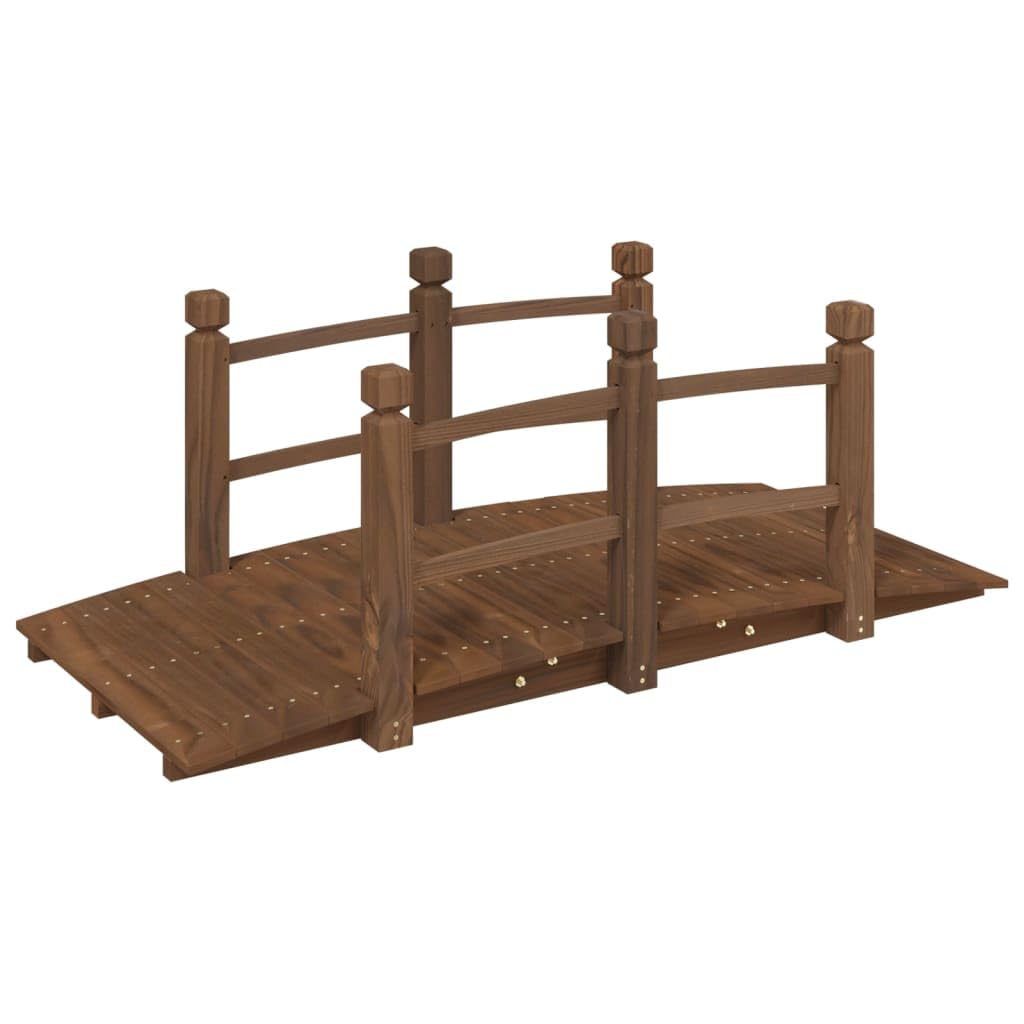 vidaXL Puente de jardín con barandillas Madera de Abeto 150x67x56cm
