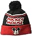 New Era Gorra Young Mickey Mouse Jumbo Cheer Pom Knit Beanie Hat - Gorro de punto (talla única), color negro y rojo