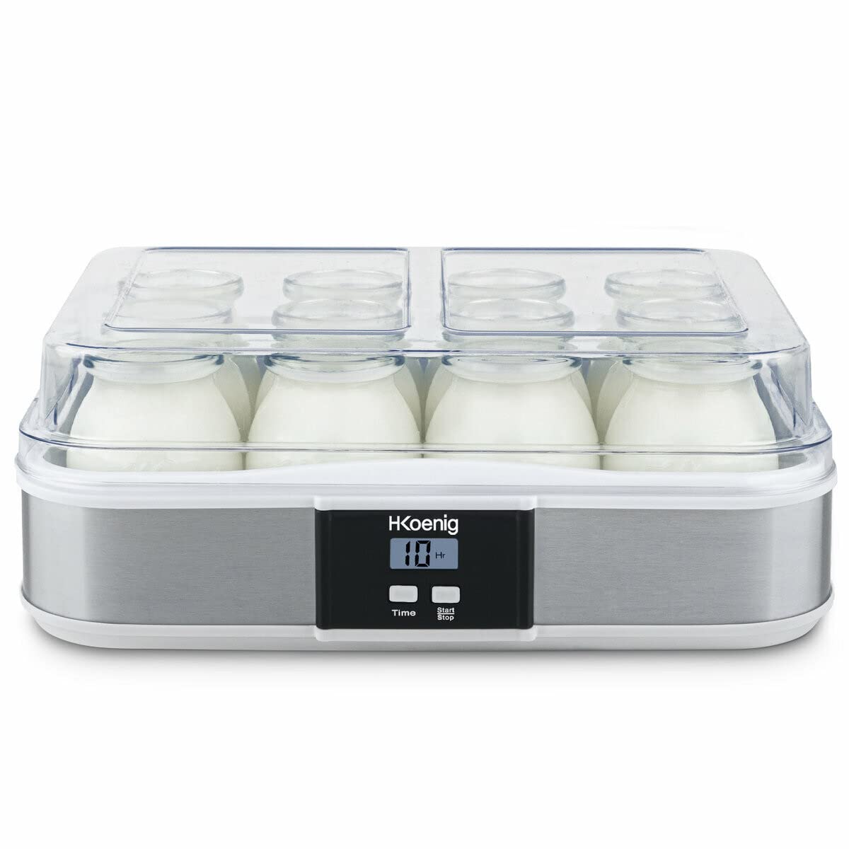 Yogurt Maker 12 Pots ELY120, Capacity 12 x 160 ml, Programmable, LCD Display, Stainless Steel Body, BPA-Free, Dishwasher Safe, Automatic Shut Off, Power 21.5 W
