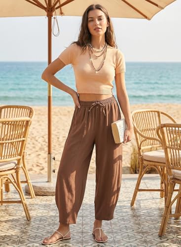 Image of EVALESS Women's High Waisted Wide Leg Palazzo Trousers
