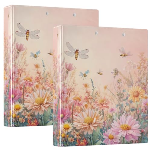 Classeur à 3 anneaux motif fleurs rétro, le grand trieur élégant idéal pour étudiantes et bureau