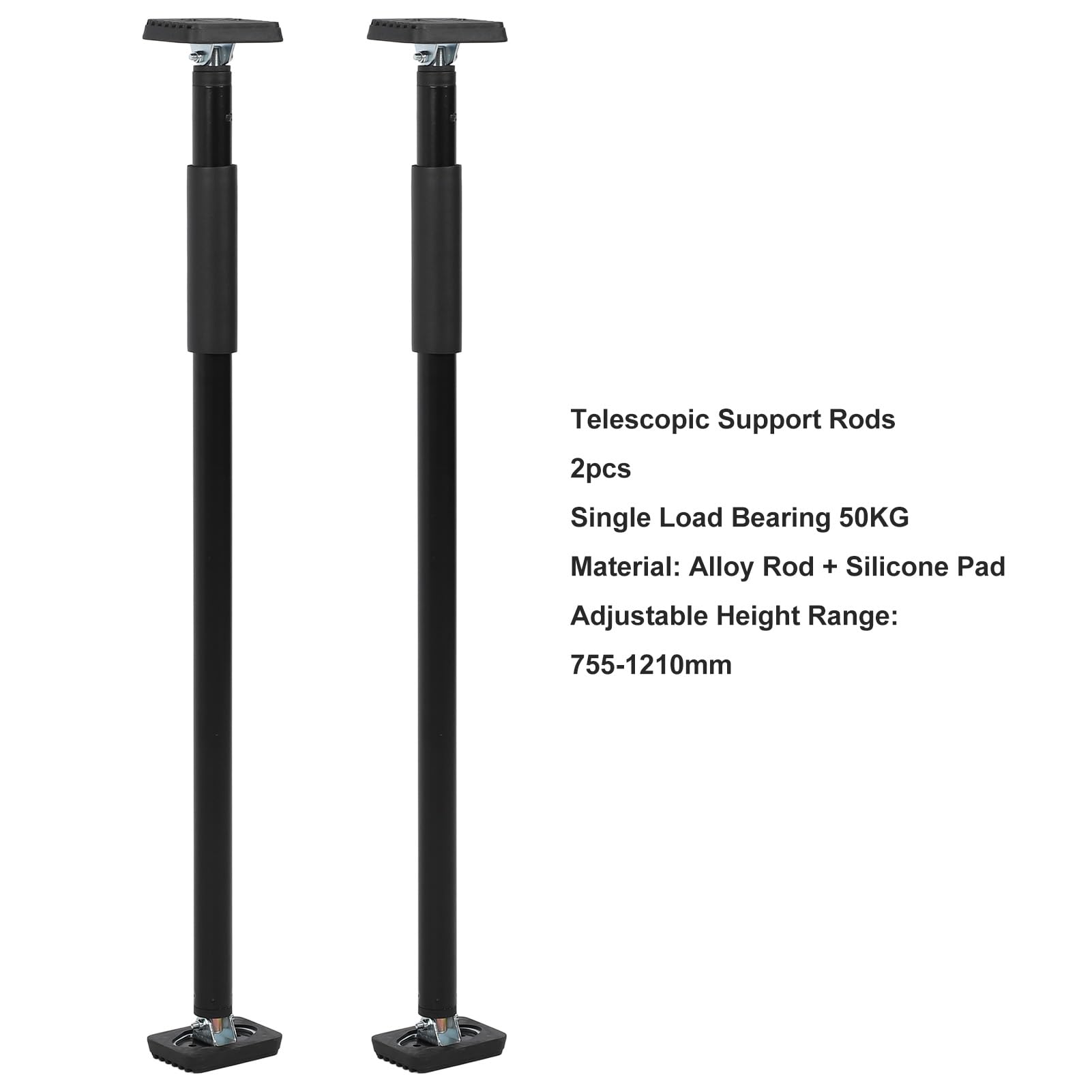 NDNCZDHC 2PCS Adjustable Support Pole, 755-1210mm Telescoping Pole 50KG Load Capacity Cabinet Jack with Non Slip Pad