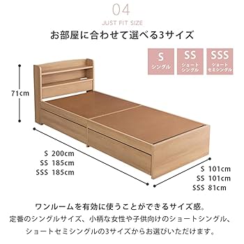 Amazon｜ベッド （ショートセミシングル・本体のみ） 日本製