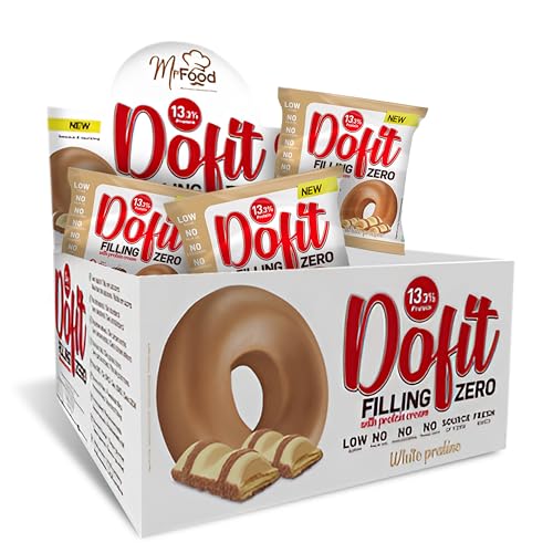 Beverly Dofit 15% Proteína | Estuche 12 ud. de 75 gr | Rosquilla Protéica horneada | Sin azúcares añadidos | Delicioso sabor | Snack Protéico. (WHITE PRALINE)