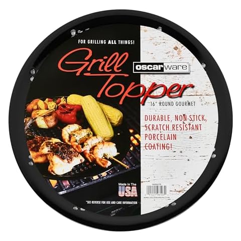 Oscarware 16” Round Porcelain Coated Grill Topper, Great for Large Kamado and Ceramic Smoker Grills Cover