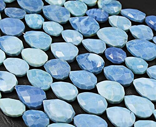 Opale bleue en perles gouttes facettées pour atelier DIY et création de bijoux estivaux