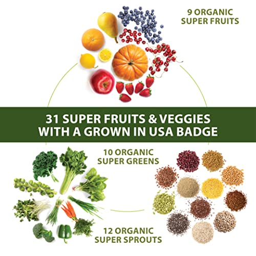 Grown American Superfood Ultra Vita-Immune Blend - 31 Organic Whole Fruits And Vegetables Concentrated Green Powder Increase Energy And Performance - 100% Vegan Non-Gmo - Packaging May Vary… #TOP6