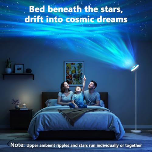 Image of Bairth Uplighter Floor Lamp for Living Room, Ripple and Star Projector