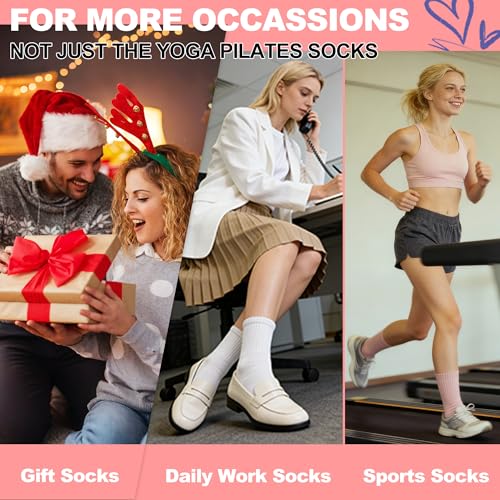 Image of BISOUSOX Pilates Socks with Grips for Women, Anti Slip Grippy Yoga Barre Socks, Full Sole Sticky Reformer Workout Sock