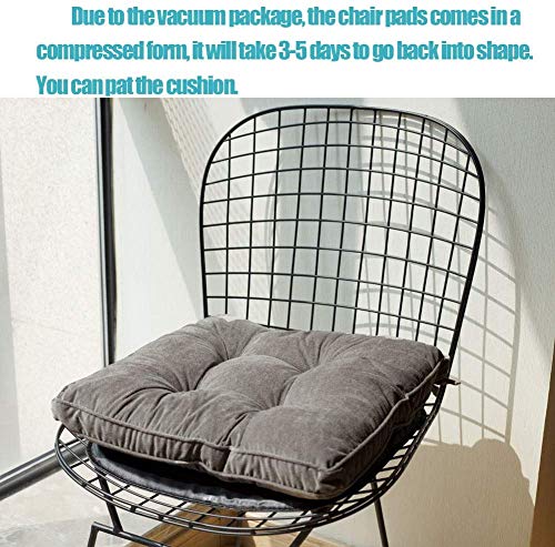 Nathime Soft Patio Outdoor Corduroy Chair Pad With Ties Home Decor Indoor Dining Chairs Cushion 18"×18"×3.6" Grey 1Pc #TOP7