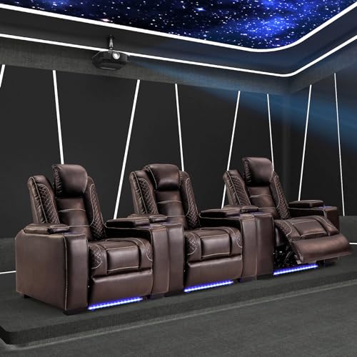 ANJ Power 3-Piece Leather Theater Recliner Set