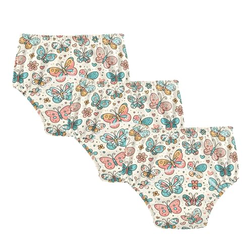 Toddler Potty Training Underwear Butterfly Doodle Style Cotton Absorbent Toilet Training Pants for Boys Girls 2T-5T