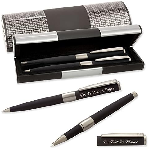 Senator Schreibset IMAGE BLACK LINE 6206 Kugelschreiber Tintenroller mit Laser-Gravur im LOGIC Geschenk-Etui Cover