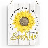 Rustic Be the Sunshine Wood Hanging Sign, Farmhouse Summer Sunshine Artwork Decor, Sunflowers Wooden Plaque Sign Wall Art Decor Signs Summer Home Office Decoration 8x10 Inches