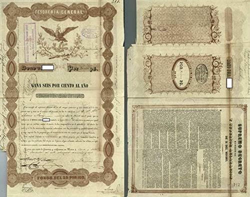 1843 MX Check it out 1843 20000 GOLD PESOS BLACK EAGLE w PASSCO + PERITO! RAREST MEXICO BOND! 2 KNOWN 20,000 Gold Pesos Lightly Circulated