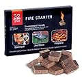 HGD Fire Starter, 32 Mini Square, Natural Fire Starters for BBQ, Campfire, Fireplace, Charcoal, Wood Stove, Chimney, Fire Pit, Grill, Smoker, Indoor Outdoor Use