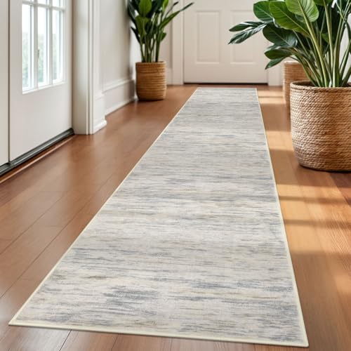 2x10 Gray Beige Neutral Multi Modern Abstract Runner Rug for Hallways, Super Soft Hallway Decor Kitchen Rugs with Non-Slip, Non-Shedding Washable Rug for Hallways Entryway Laundry Indoor