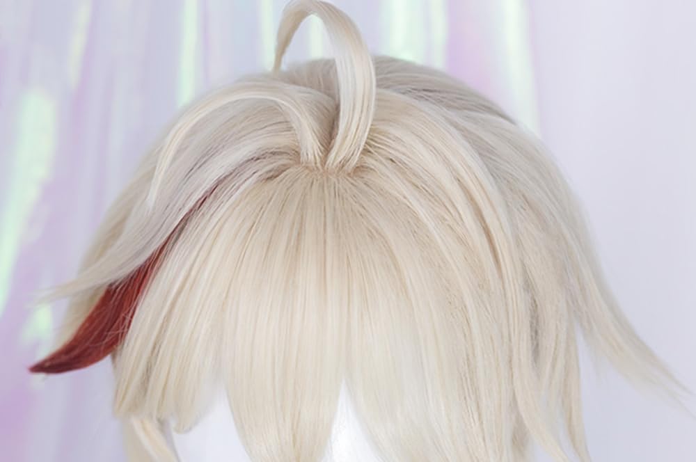 Cosplay Wig Men Short Wig with Bangs Colorful Game Role Playing Wig Heat Resistant Synthetic Wigs for Halloween Costume Party Role Play (Beige)
