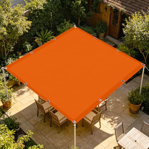 Impermeable Toldo Vela de Sombra 2.2 x 2.4 m Impermeable Toldo Parasol de Jardin Transpirable para Terraza, Jardín, Balcón, Camping, Cuadrada, Naranja