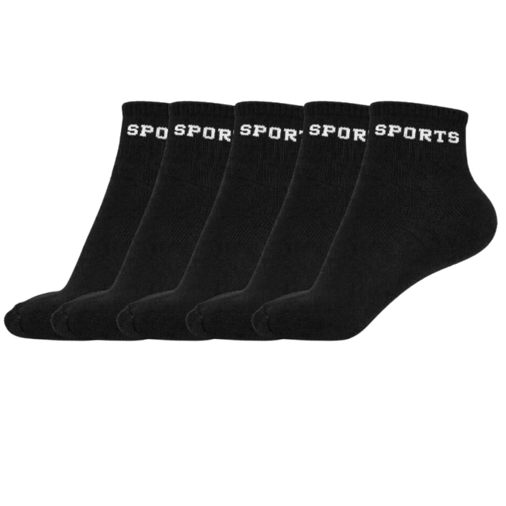 Ankle Length Cotton Blend Socks for Men & Women | Pack of 5 Black Sports Socks | Breathable, Soft, Stretchable, Sweat Absorbent, Anti-Odour, Ideal for Gym, Sports, Walking & Daily Wear|Premium Quality-image-11