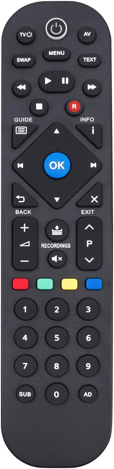 ALLIMITY Remote Control Replce Fit for MANHATTAN Freeview Play Smart 4k Ultra Digital Tv Recorder T2-R T2R T2 R