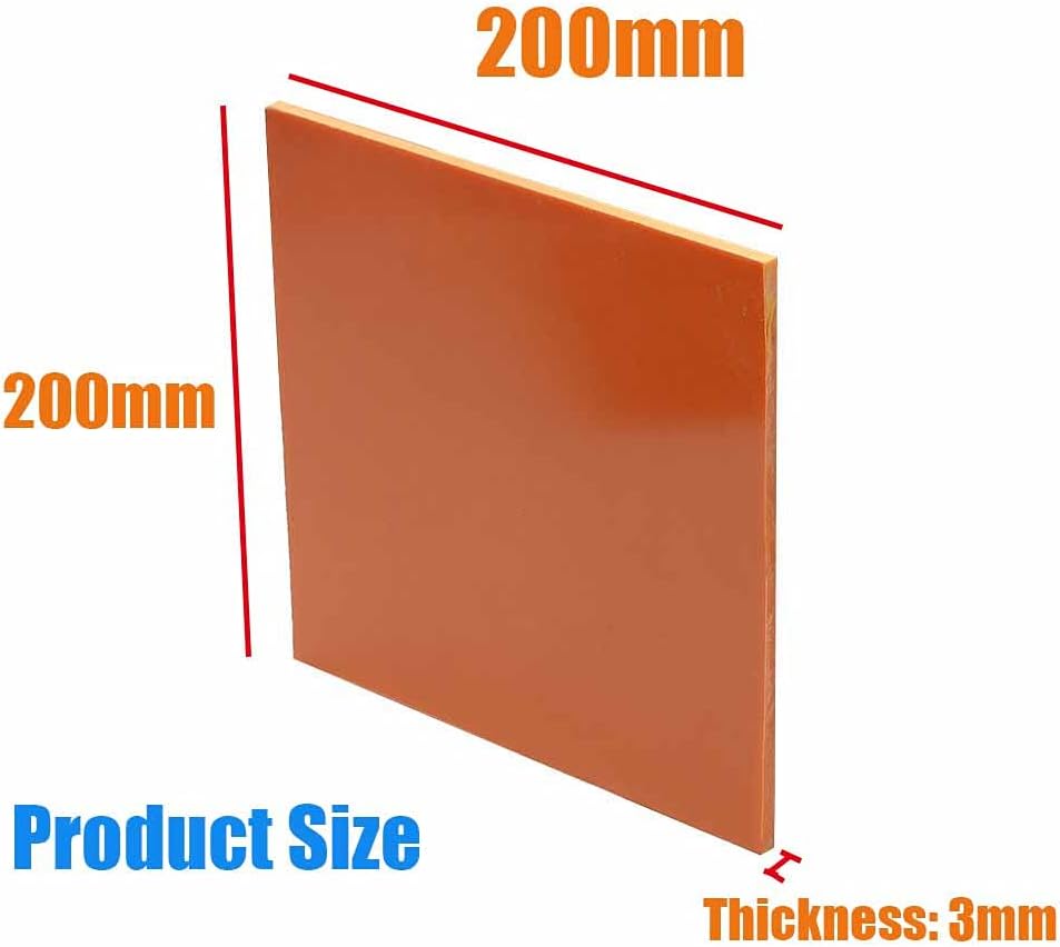 GOONSDS Bakelite Phenolic Board Sheet 2PCS Laminate Raw Materials for Laboratory and Electrical Machinery Parts,200x200x3mm