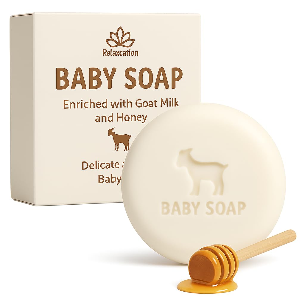 MADE IN USA Baby Soap Bar with Goat Milk and Honey - Naturally Cold Processed from Organic Ingredients - Delicate for Newborn Skin, Gift for babys, Kids, Toddlers and Adults - Handmade in USA