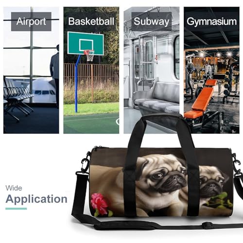 Duffel Bag Puppys Pug Printed Foldable Gym Bag for Men Women Duffle Bag Lightweight with Inner Pocket for Travel Sports3
