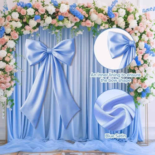 Blue Bow Decor 2 Pack,Large & Small Blue Coquette Room Backdrop Wall Decor for Valentine's Day Bachelorette Bridal Shower Wedding Birthday Christmas Decorations by Vibzox - Used condition - Image 9