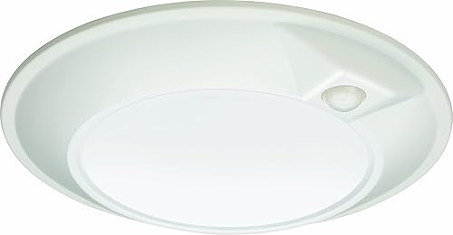 Juno JSBT 6IN SWW2 90CRI PIR MW M6 SlimBasics - Luz de disco LED blanca conmutable delgada con sensor PIR, 6 pulgadas, color blanco